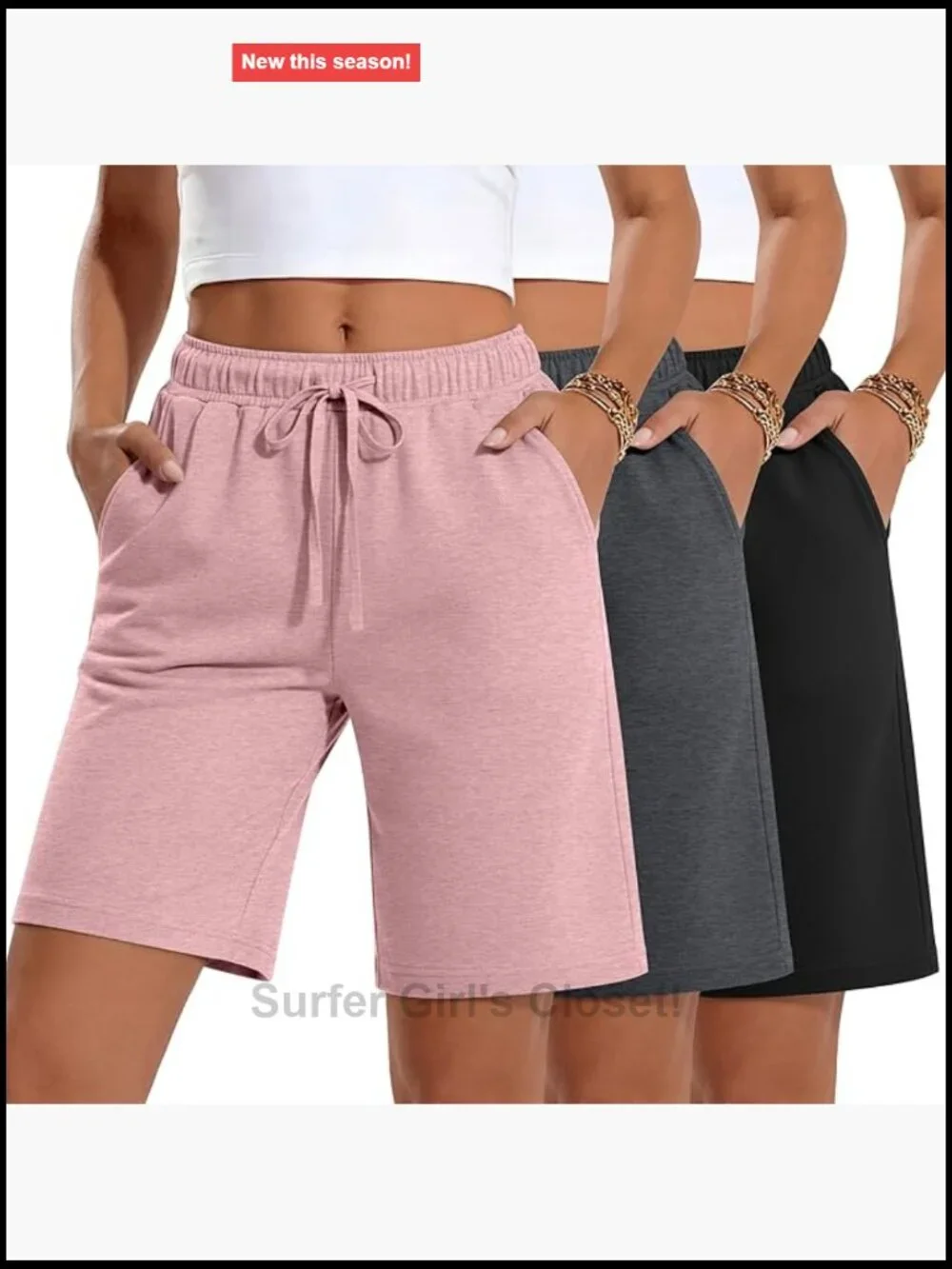 Women's 3 Pack Bermuda Shorts with Pockets Running Yoga